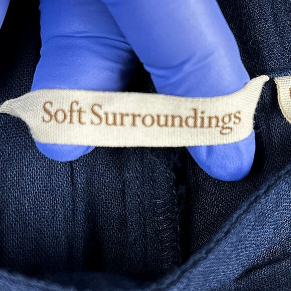 Soft Surroundings Gauze Pull-On Wide Leg Navy Blue Pants Size PXS Petite - Picture 8 of 13